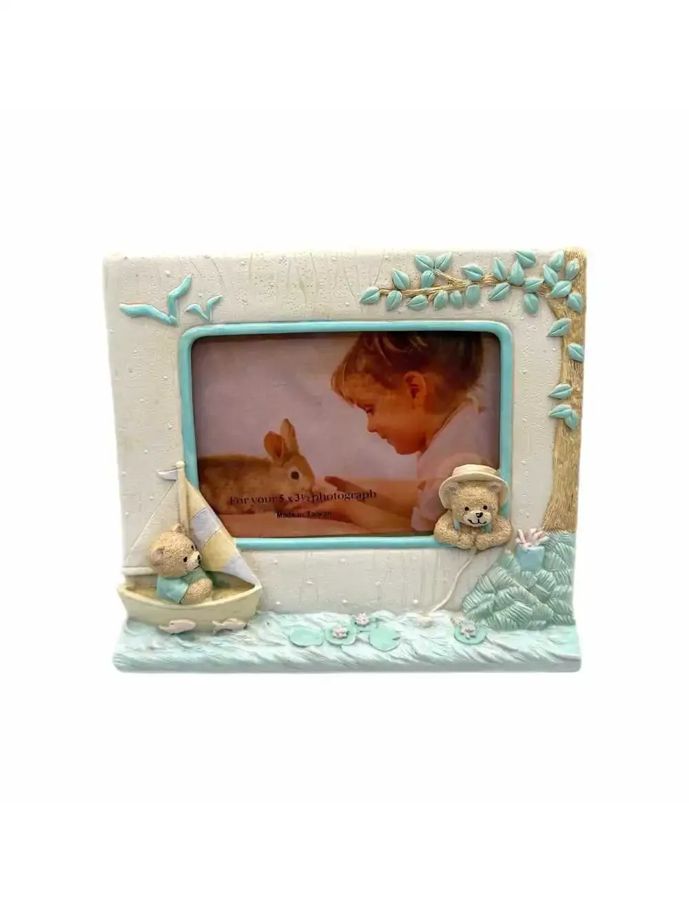 Vintage 1991 Fetco 3D Resin Baby Boy Picture Frame – 5x3.5-Inch Photo